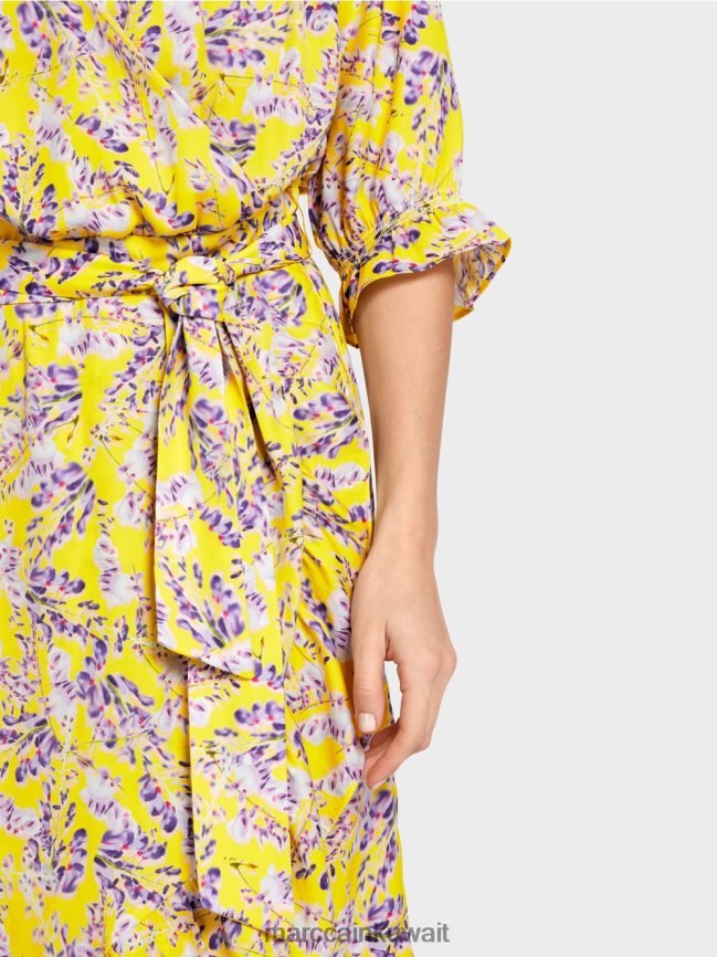 Marc Cain فستان مطبوع بتأثير ملفوف LVN0D675 ملابس الليمون الأخضر