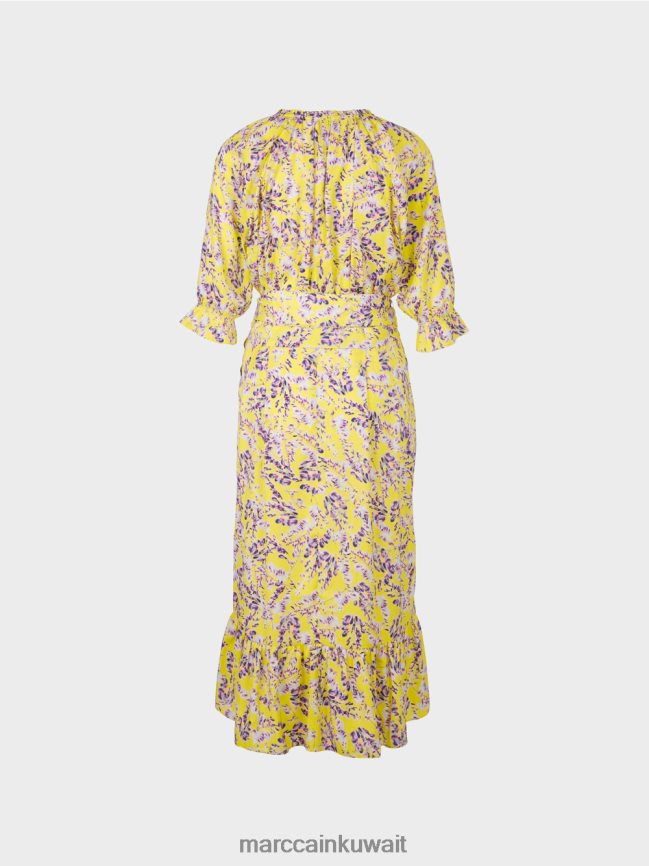 Marc Cain فستان مطبوع بتأثير ملفوف LVN0D675 ملابس الليمون الأخضر