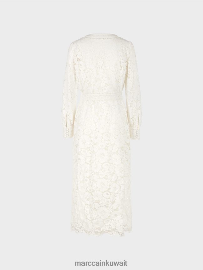 Marc Cain فستان طويل من الدانتيل LVN0D678 ملابس أبيض مصفر