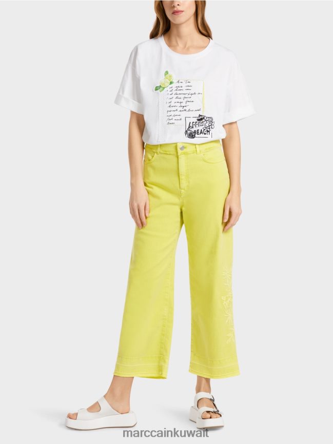 Marc Cain جينز مطرز بعبارة "إعادة التفكير معًا". LVN0D6793 ملابس قطرة ليمون