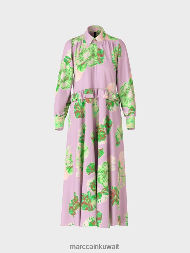 Marc Cain فستان أنثوي مع ذوي الياقات البيضاء LVN0D67 ملابس الخزامى مشرق