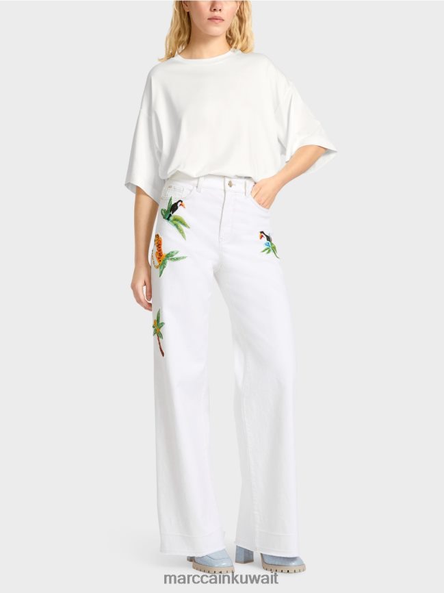 Marc Cain واري الجينز "إعادة التفكير معا". LVN0D6800 ملابس أبيض مصفر