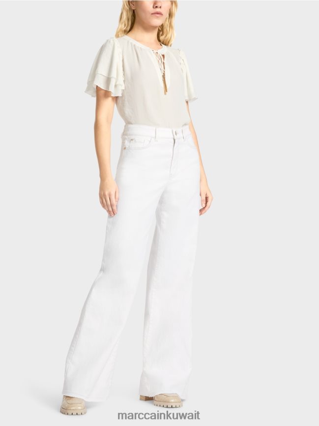 Marc Cain واري الجينز "إعادة التفكير معا". LVN0D6802 ملابس أبيض مصفر