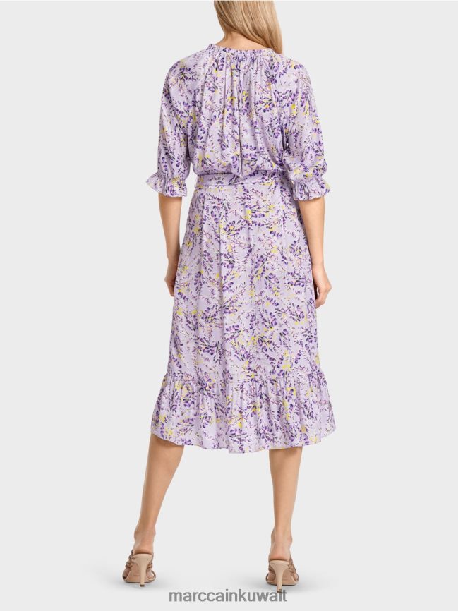 Marc Cain فستان مطبوع بتأثير ملفوف LVN0D680 ملابس أرجواني مشرق