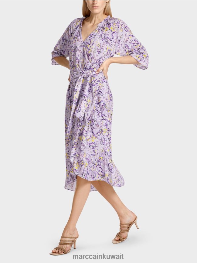 Marc Cain فستان مطبوع بتأثير ملفوف LVN0D680 ملابس أرجواني مشرق