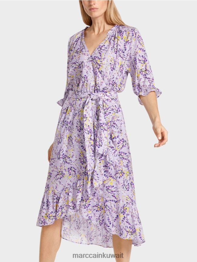 Marc Cain فستان مطبوع بتأثير ملفوف LVN0D680 ملابس أرجواني مشرق