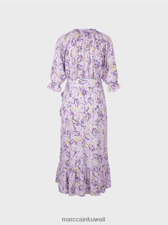 Marc Cain فستان مطبوع بتأثير ملفوف LVN0D680 ملابس أرجواني مشرق