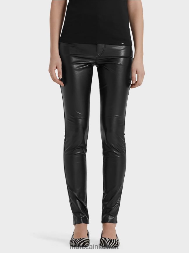 Marc Cain سراويل أنبوب الصرف من الجلد المقلد LVN0D6831 ملابس أسود