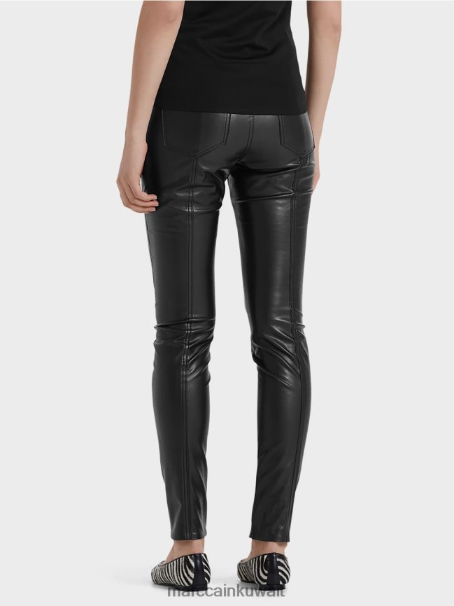 Marc Cain سراويل أنبوب الصرف من الجلد المقلد LVN0D6831 ملابس أسود