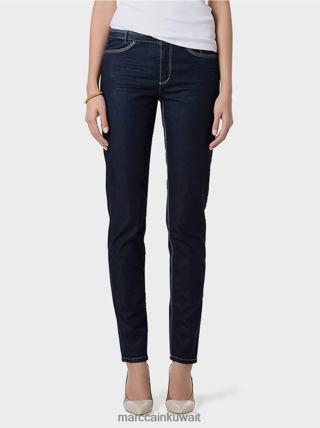 Marc Cain الجينز مع طبقات ملونة زاهية LVN0D6834 ملابس الدنيم الأزرق الداكن