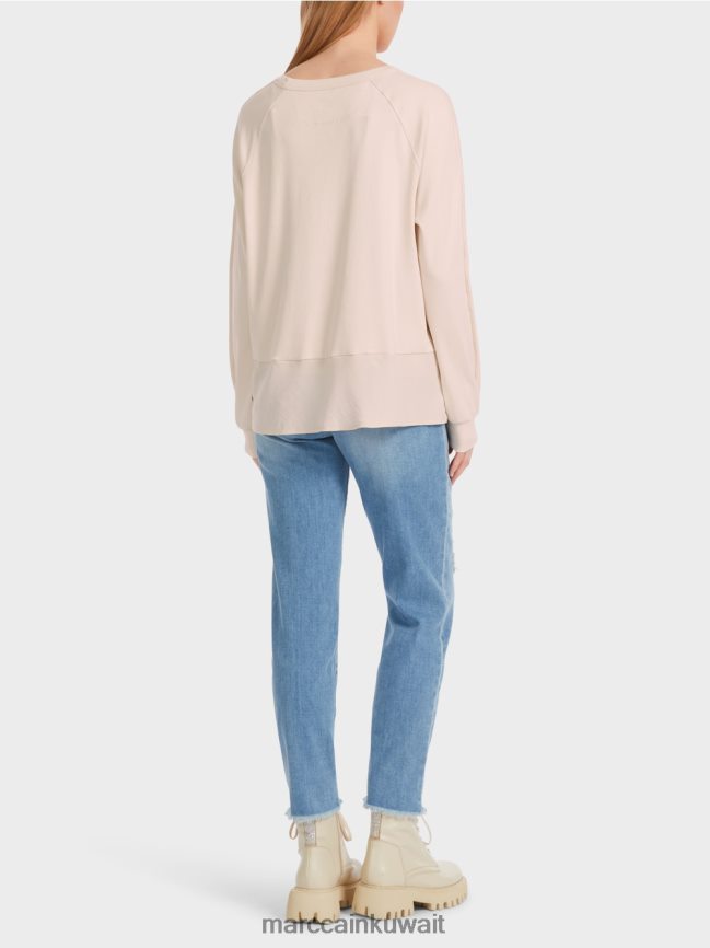 Marc Cain بلوزة راجلان مع مزيج من المواد LVN0D6835 ملابس اللوز زهر