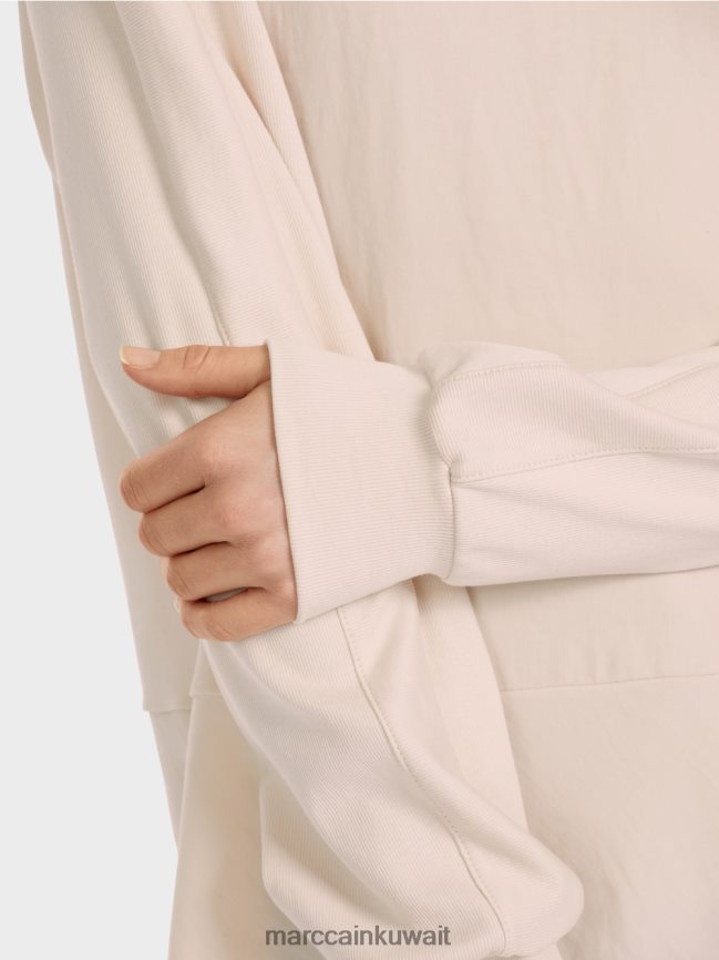 Marc Cain بلوزة راجلان مع مزيج من المواد LVN0D6835 ملابس اللوز زهر