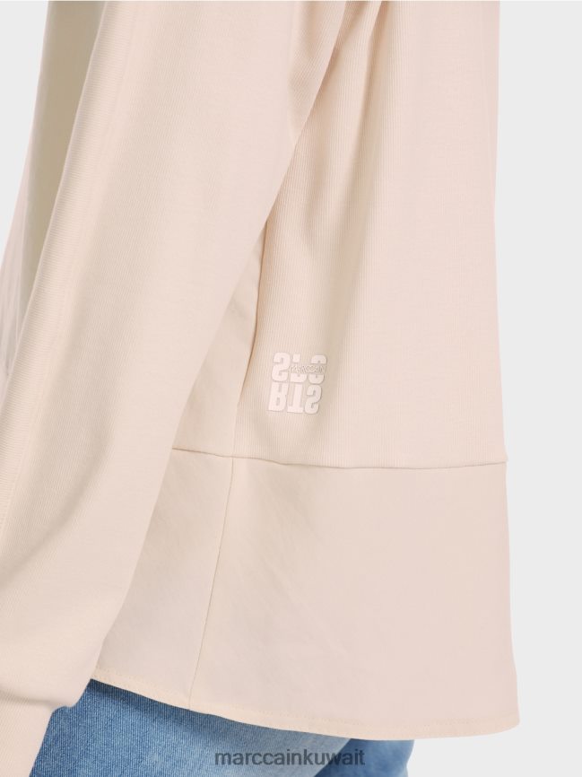 Marc Cain بلوزة راجلان مع مزيج من المواد LVN0D6835 ملابس اللوز زهر