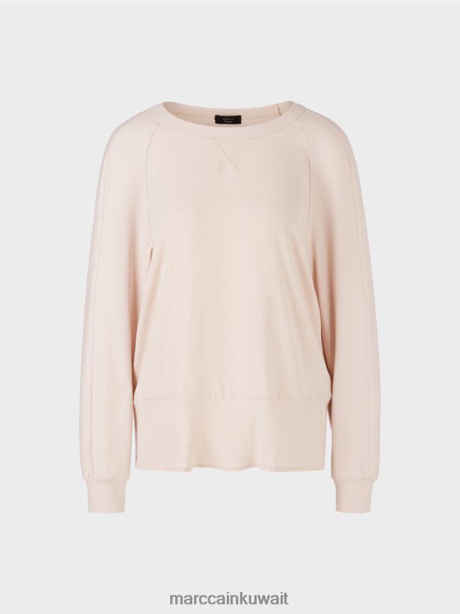 Marc Cain بلوزة راجلان مع مزيج من المواد LVN0D6835 ملابس اللوز زهر