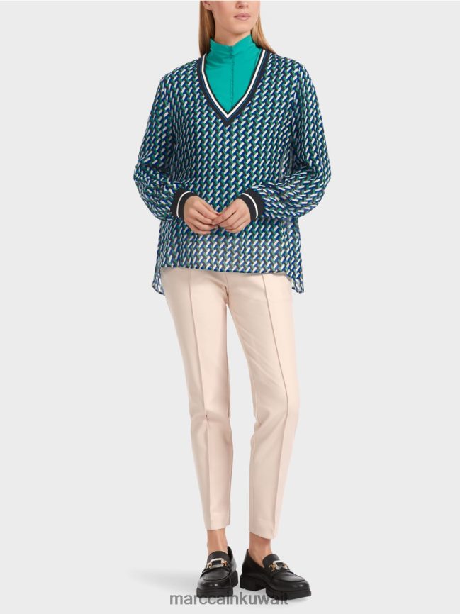 Marc Cain بلوزة بطبعات هندسية على كامل التصميم LVN0D6837 ملابس المينا