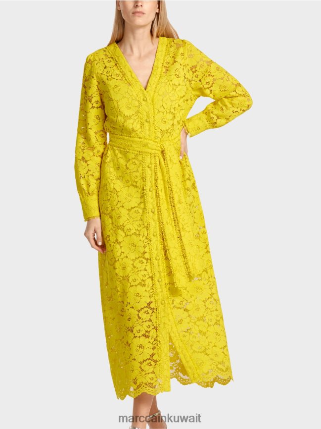 Marc Cain فستان طويل من الدانتيل LVN0D683 ملابس الليمون الأخضر