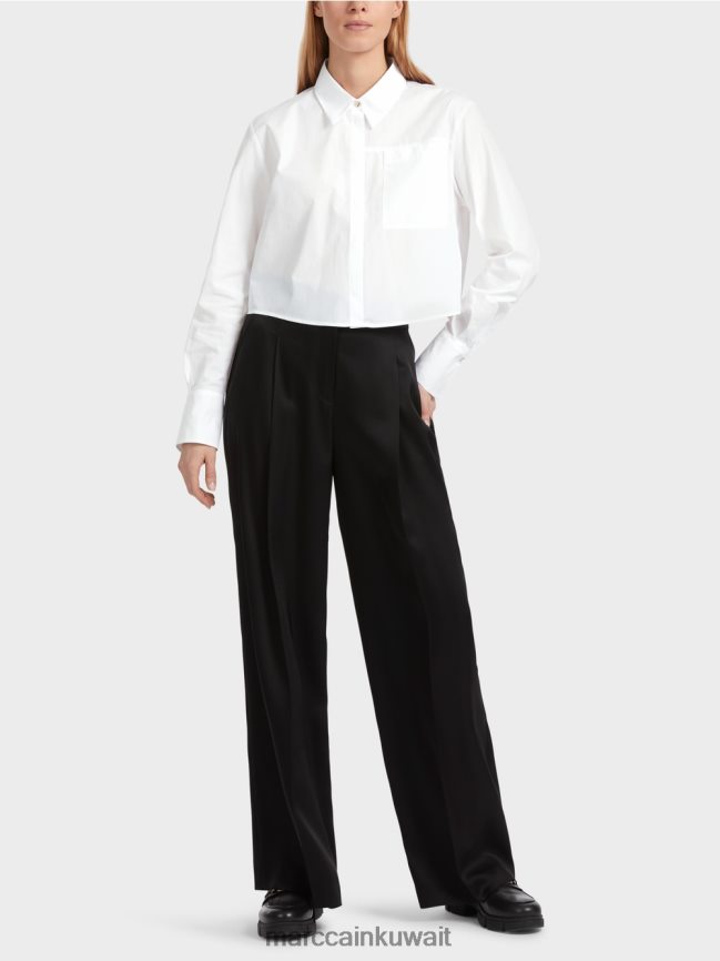 Marc Cain بلوزة قطن قصيرة LVN0D6840 ملابس أبيض