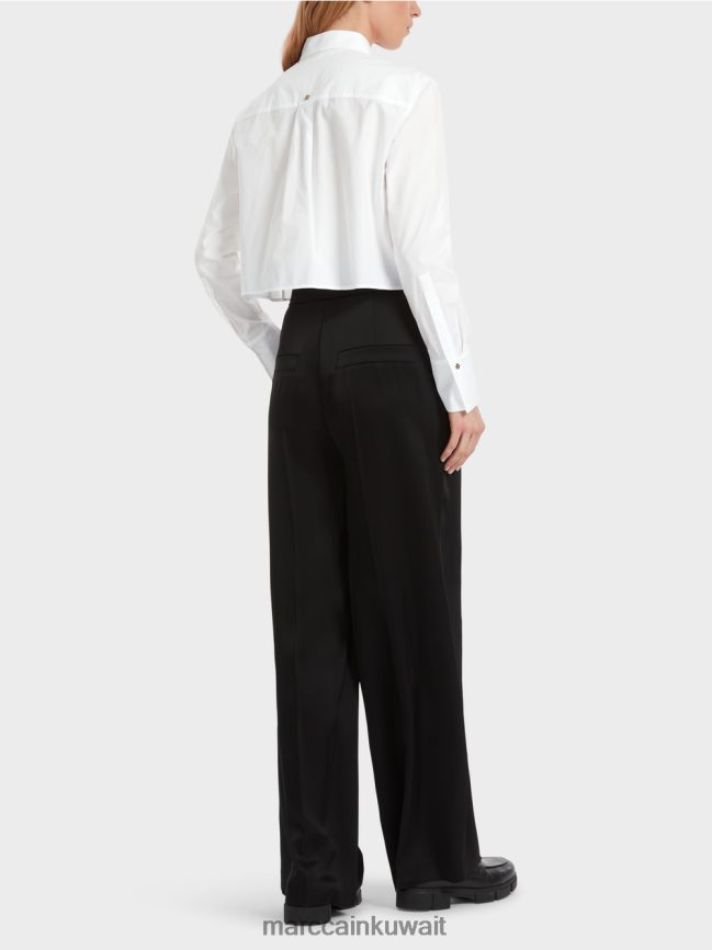 Marc Cain بلوزة قطن قصيرة LVN0D6840 ملابس أبيض