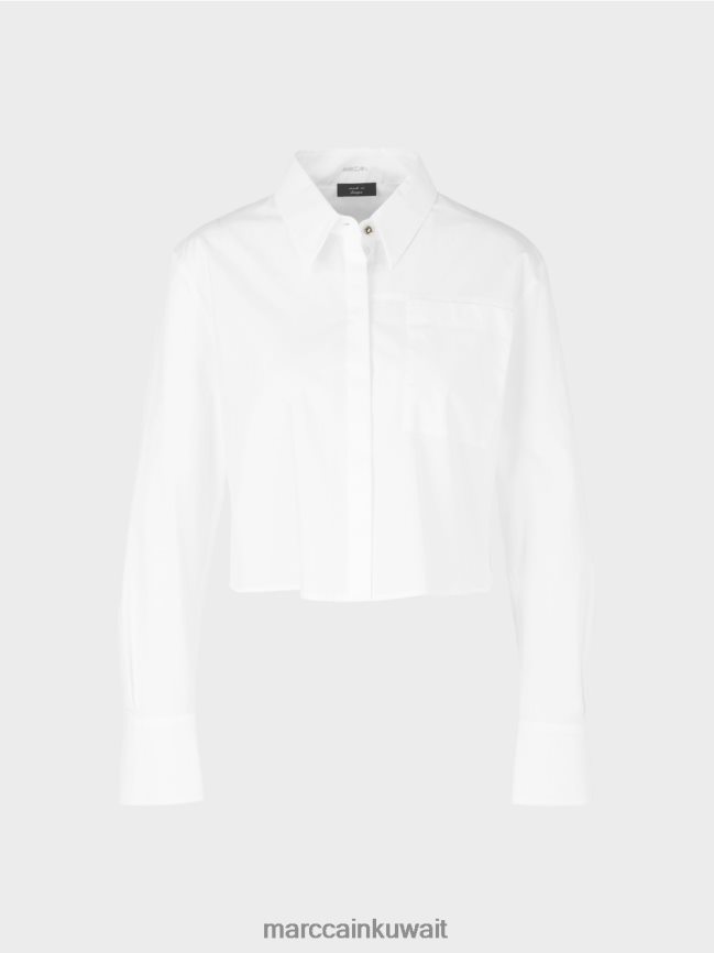 Marc Cain بلوزة قطن قصيرة LVN0D6840 ملابس أبيض