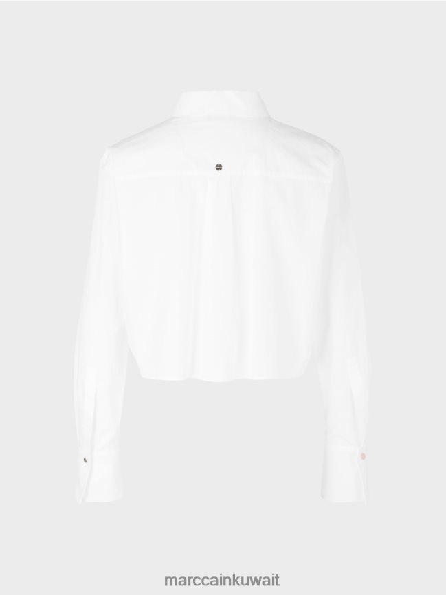 Marc Cain بلوزة قطن قصيرة LVN0D6840 ملابس أبيض