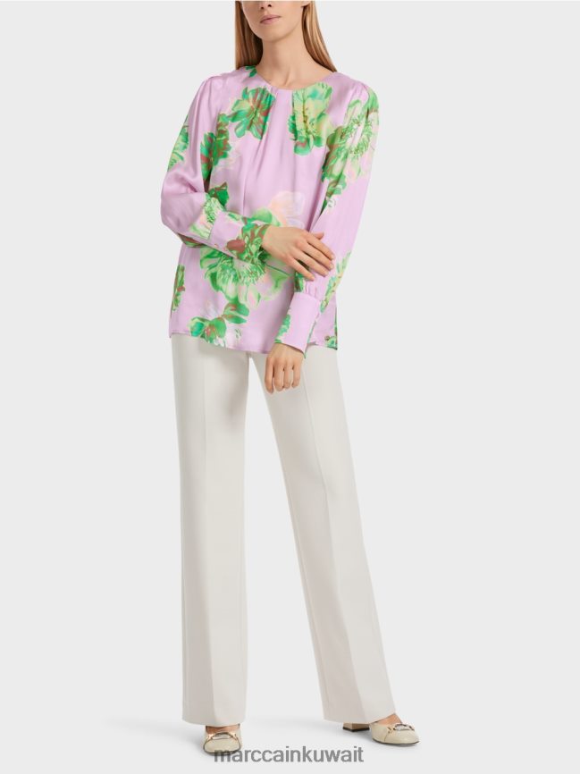 Marc Cain بلوزة ذات رقبة دائرية مطوية LVN0D6842 ملابس الخزامى مشرق