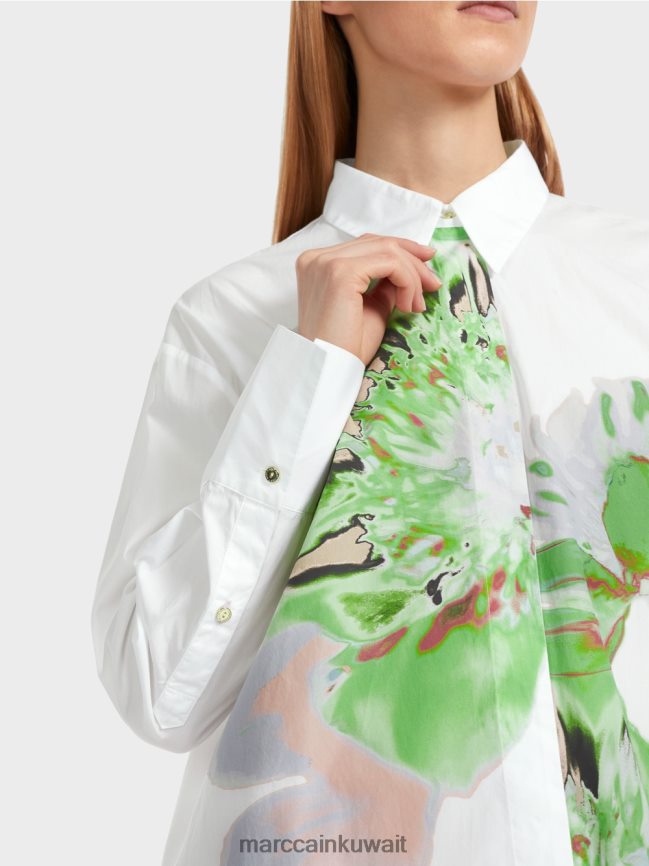 Marc Cain بلوزة قميص مع طباعة الأزهار LVN0D6843 ملابس أبيض