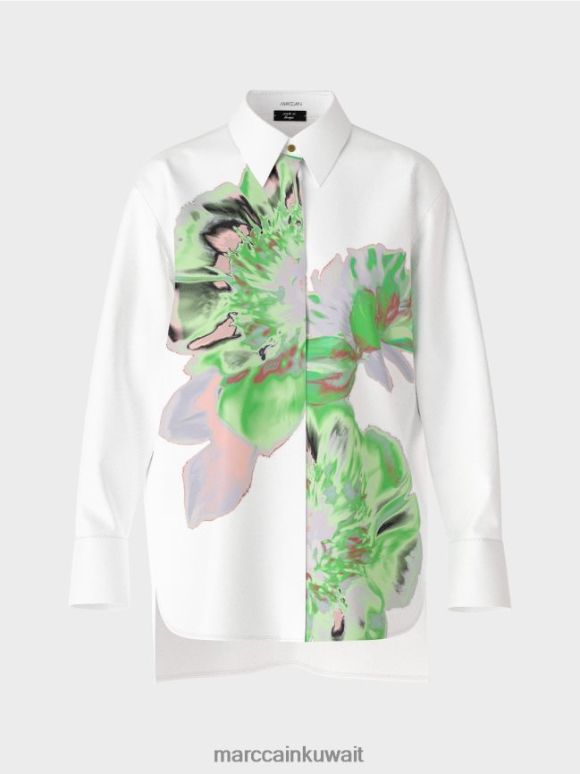 Marc Cain بلوزة قميص مع طباعة الأزهار LVN0D6843 ملابس أبيض