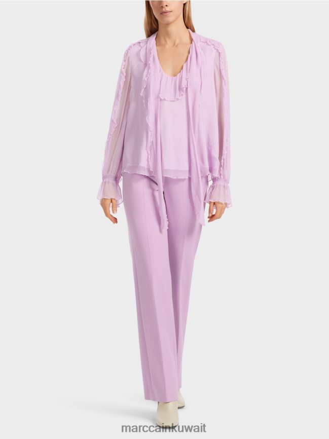 Marc Cain بلوزة شيفون مجعدة LVN0D6844 ملابس الخزامى مشرق