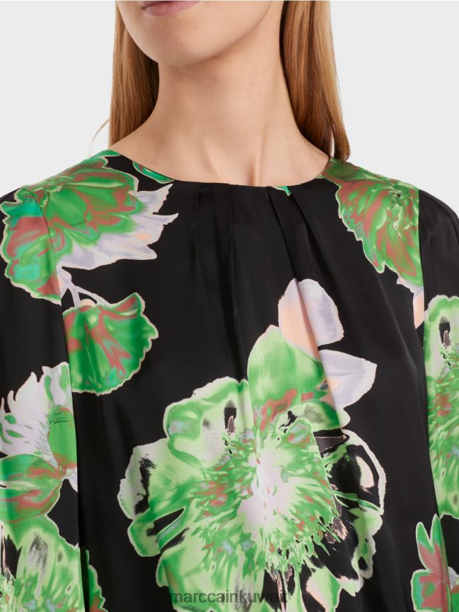 Marc Cain بلوزة ذات رقبة دائرية مطوية LVN0D6845 ملابس أسود