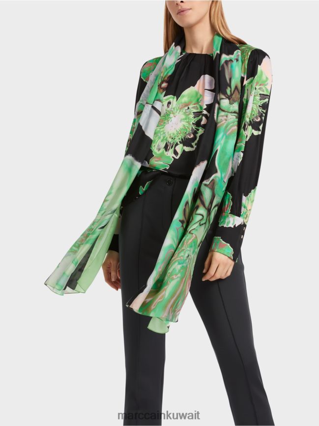 Marc Cain بلوزة ذات رقبة دائرية مطوية LVN0D6845 ملابس أسود