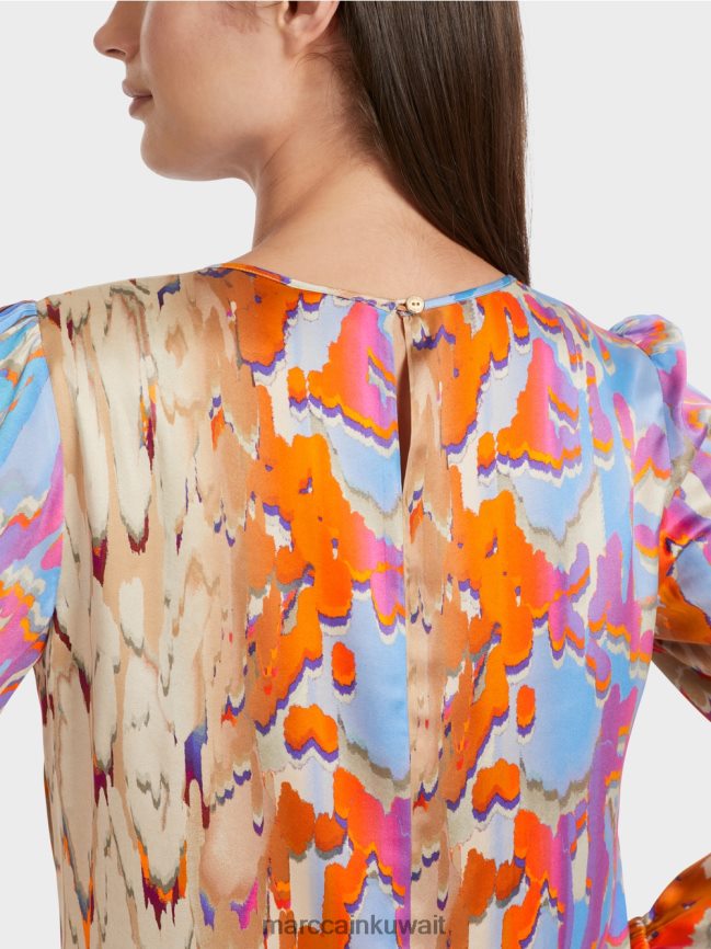 Marc Cain بلوزة حريرية ملونة LVN0D6851 ملابس سماء الصيف المظلمة
