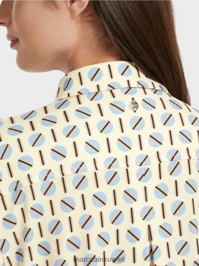 Marc Cain بلوزة مطبوعة LVN0D6852 ملابس كريم غامق