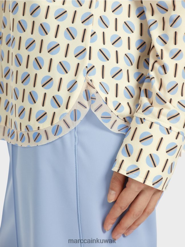 Marc Cain بلوزة مطبوعة LVN0D6852 ملابس كريم غامق