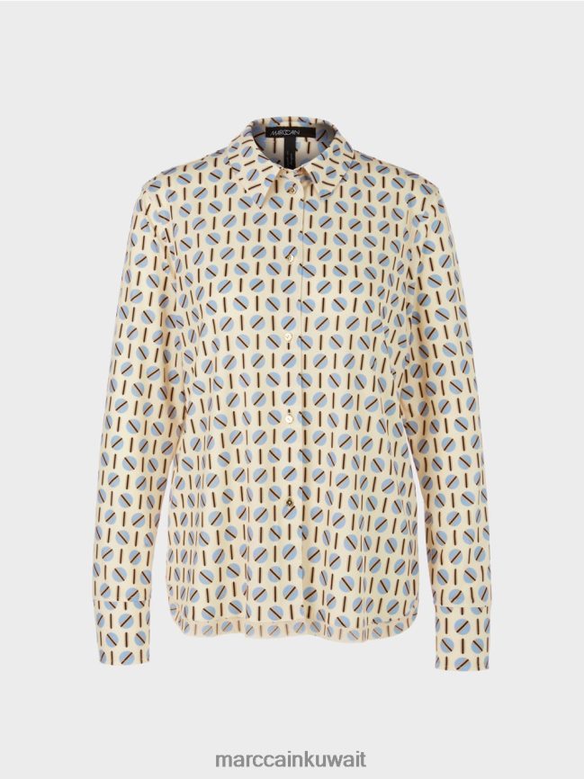 Marc Cain بلوزة مطبوعة LVN0D6852 ملابس كريم غامق