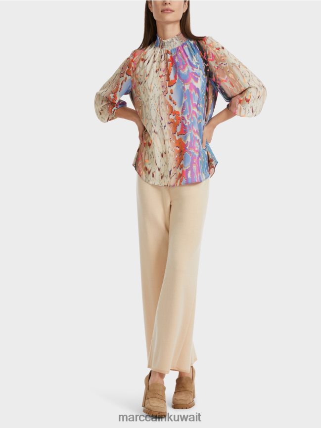 Marc Cain بلوزة ملونة "إعادة التفكير معًا". LVN0D6853 ملابس سماء الصيف المظلمة