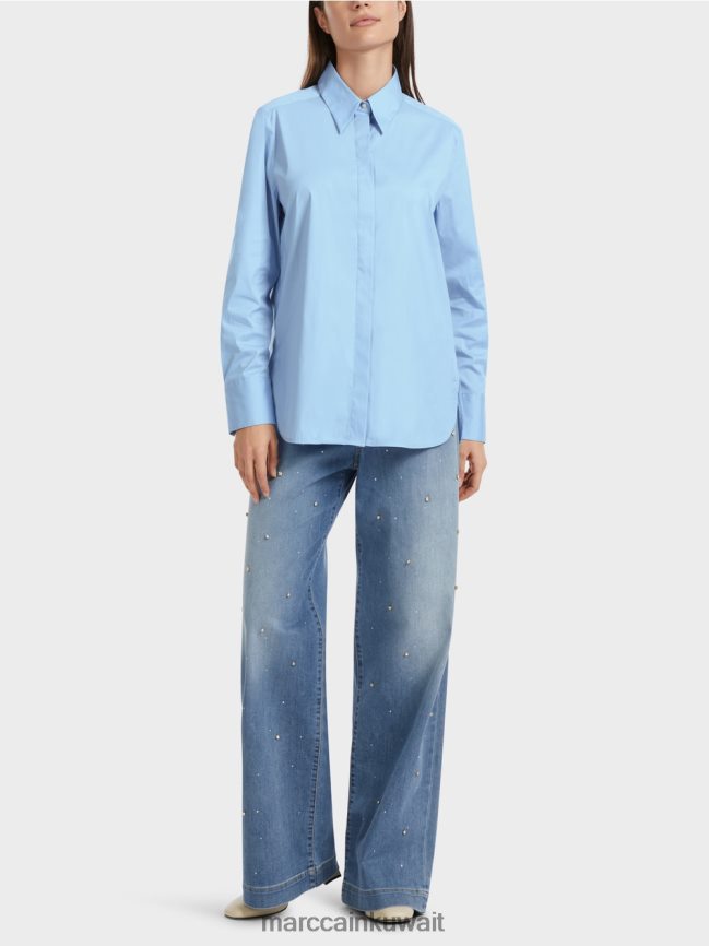 Marc Cain بلوزة مع ظهر ممتد LVN0D6857 ملابس سماء الصيف المظلمة