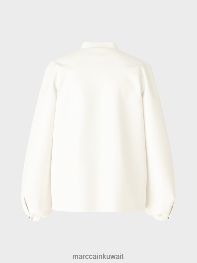 Marc Cain بلوزة بتفاصيل أنثوية LVN0D6862 ملابس أبيض مصفر