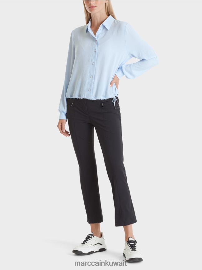 Marc Cain بلوزة مع الرباط LVN0D6865 ملابس مسحوق ناعم أزرق