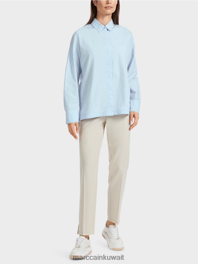 Marc Cain بلوزة كيمونو "إعادة التفكير معًا". LVN0D6867 ملابس مسحوق ناعم أزرق