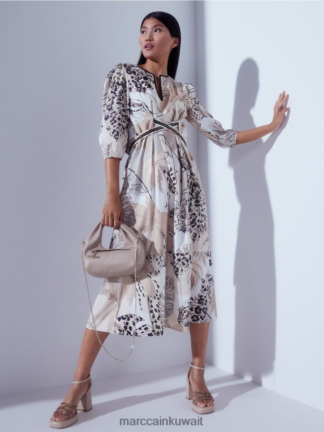 Marc Cain فستان بخصر إمبراطوري LVN0D686 ملابس الرمال العميقة