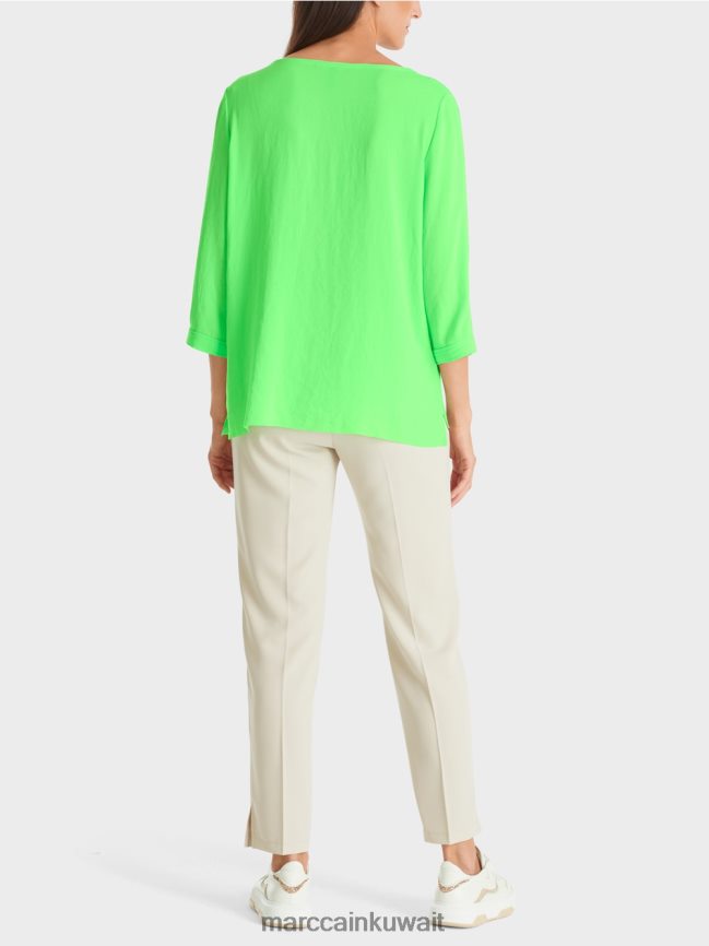 Marc Cain بلوزة متدفقة LVN0D6873 ملابس أخضر صادم مشرق