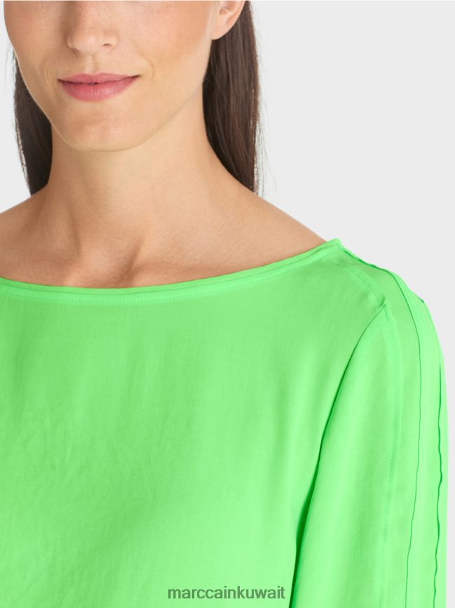 Marc Cain بلوزة متدفقة LVN0D6873 ملابس أخضر صادم مشرق