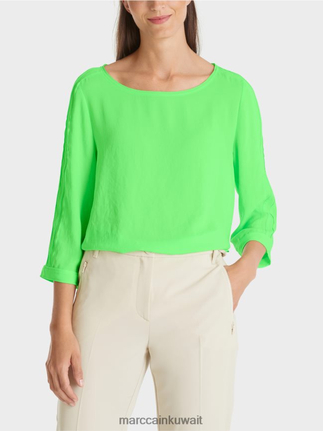Marc Cain بلوزة متدفقة LVN0D6873 ملابس أخضر صادم مشرق