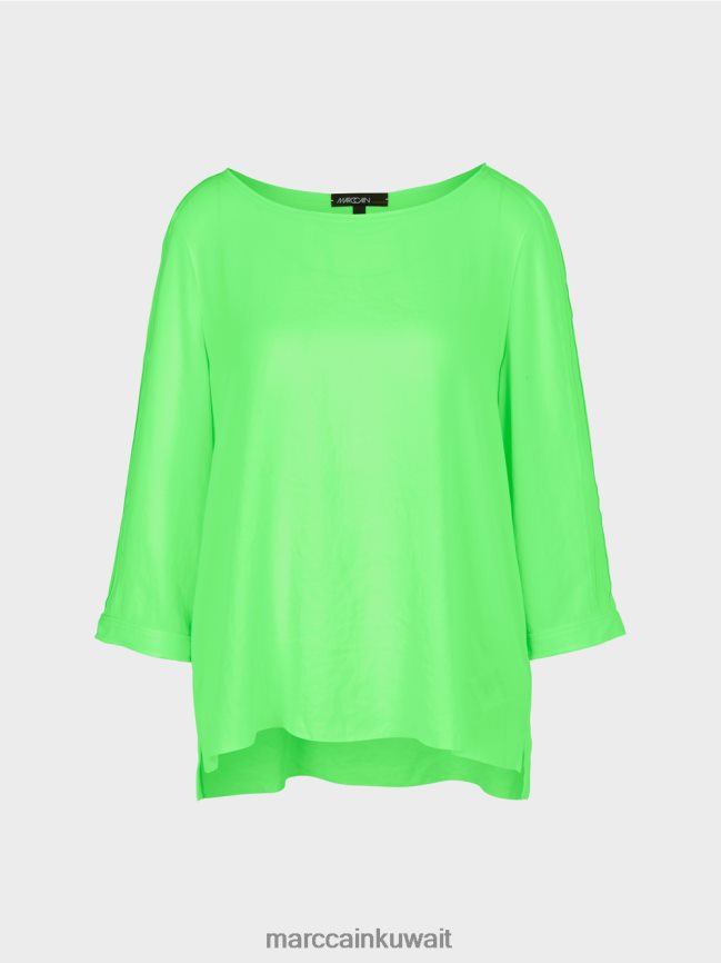 Marc Cain بلوزة متدفقة LVN0D6873 ملابس أخضر صادم مشرق
