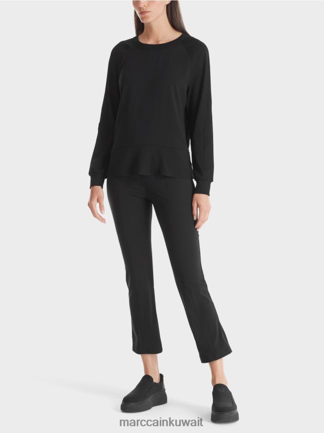 Marc Cain بلوزة راجلان مع مزيج من المواد LVN0D6874 ملابس أسود