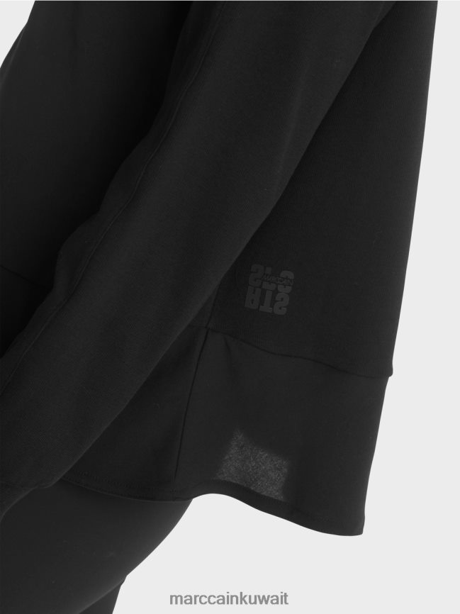 Marc Cain بلوزة راجلان مع مزيج من المواد LVN0D6874 ملابس أسود