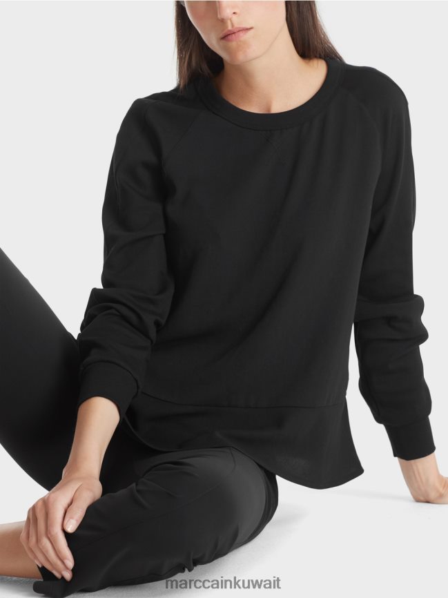 Marc Cain بلوزة راجلان مع مزيج من المواد LVN0D6874 ملابس أسود