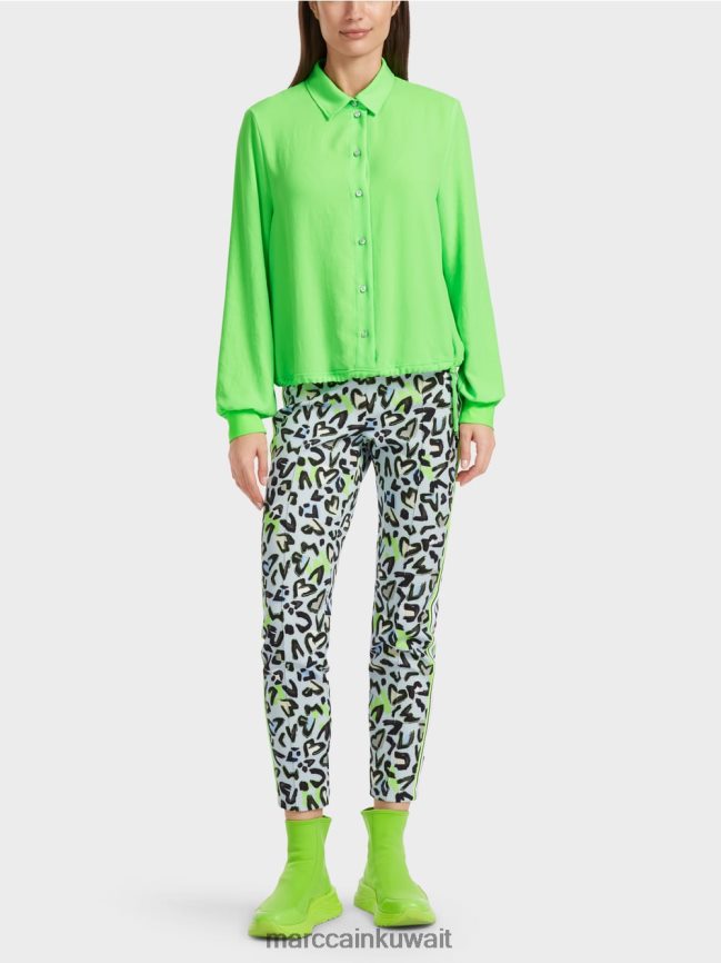 Marc Cain بلوزة مع الرباط LVN0D6875 ملابس أخضر صادم مشرق