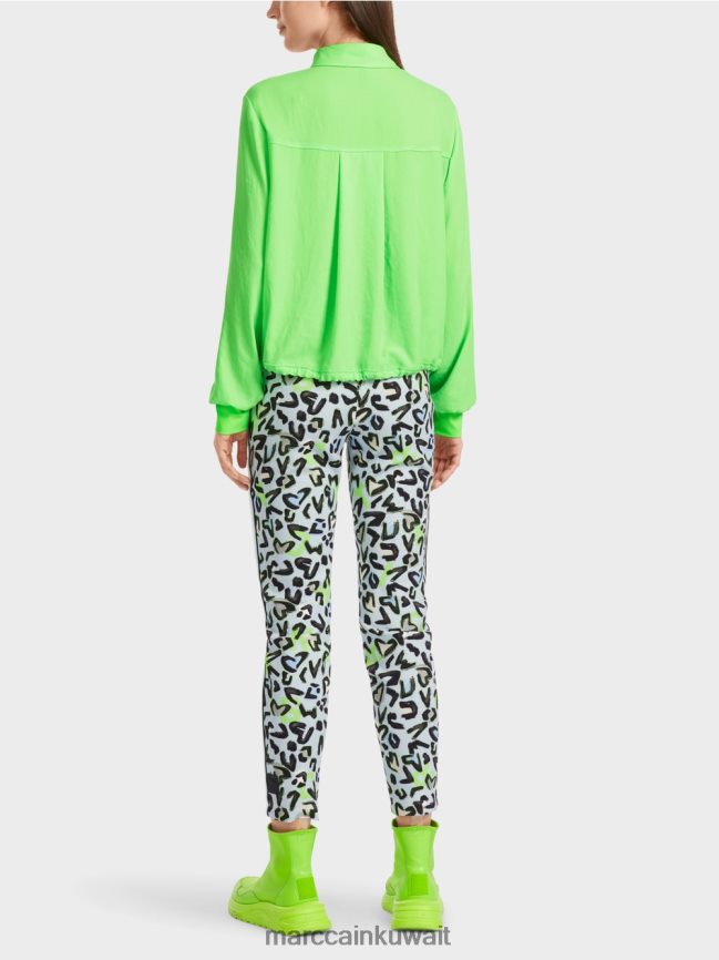 Marc Cain بلوزة مع الرباط LVN0D6875 ملابس أخضر صادم مشرق