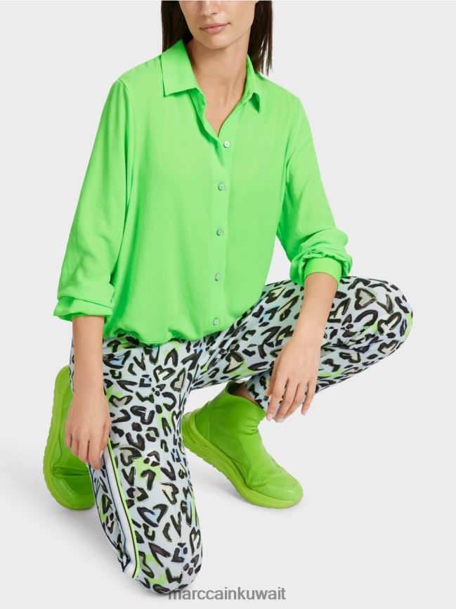 Marc Cain بلوزة مع الرباط LVN0D6875 ملابس أخضر صادم مشرق